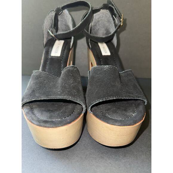 Steve Madden Lulla Platform Sandal Suede Black Leather Size Casual Boho Chunky - Picture 7 of 8